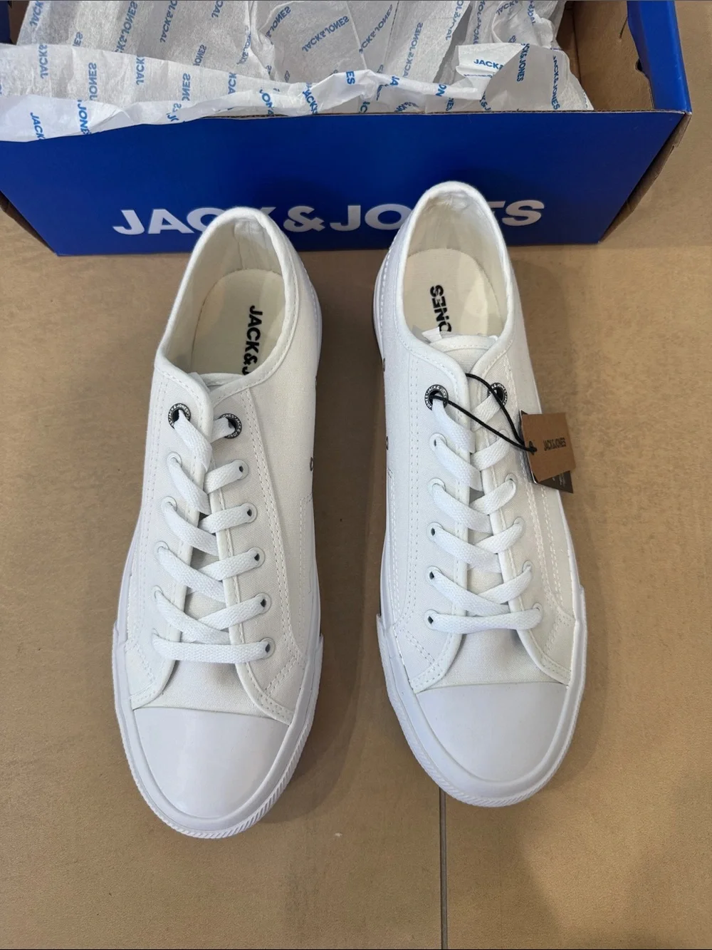 Jack & Jones White Canvas Low-Top Trainers